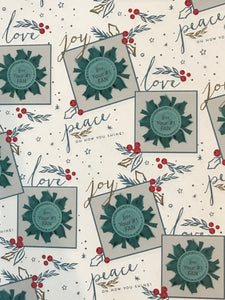 Peace, Love, & Joy! Oh how you shine!- White Wrapping Paper