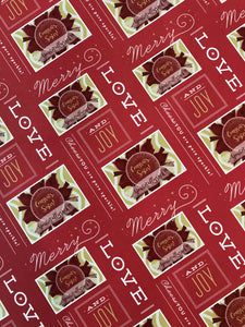 Merry, Love, & Joy- Inspirational Red Wrapping Paper