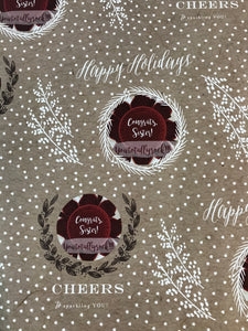Happy Holidays- Cheers to sparkling YOU!- Kraft Wrapping Paper