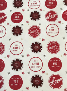 Wishing you a Merry Christmas! You Shine Brightly- White & Red Wrapping Paper