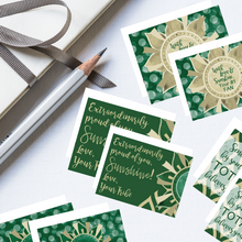 Load image into Gallery viewer, Green &amp; Gold &quot;Sunshine&quot; Collection #ShineItForward 4-Pack Stationery Set
