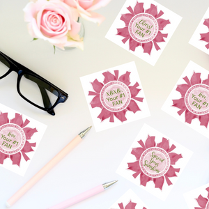 Rose Pink & Green "Sister" Collection Envelope Seals