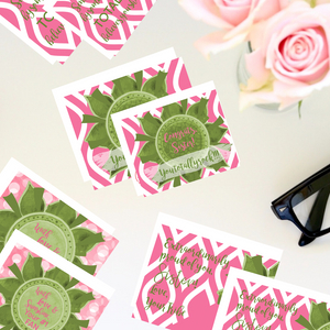 Rose Pink & Green "Sister" Collection #ShineItForward 8-Pack Stationery Set