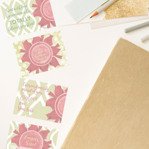 Scarlet Red & Olive Green "Sister" Collection Post-it Notes