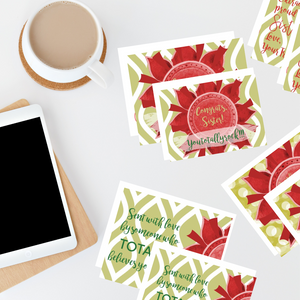 Scarlet Red & Olive Green "Sister" Collection #ShineItForward 4-Pack Stationery Set