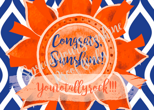 Blue & Orange "Sunshine" Collection Individual Stationery Card