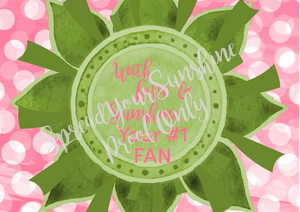 Rose Pink & Green "Sister Collection Individual Stationery Card