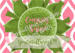 Rose Pink & Green "Sister Collection Individual Stationery Card