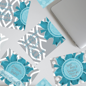 Teal & Gray "Sister" Collection Traditional Stationery Set
