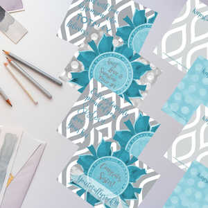 Teal & Gray "Sister" Collection Traditional Stationery Set