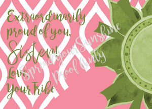 Rose Pink & Green "Sister" Collection #ShineItForward 8-Pack Stationery Set