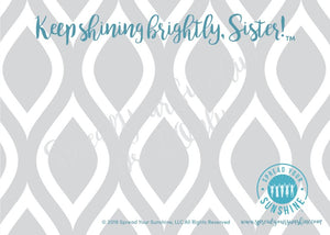 Teal & Gray "Sister" Collection Individual Stationery Card